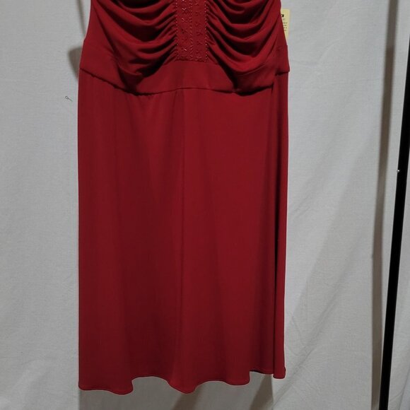 Red evening dress vintage Jessica plus size halter beaded formal prom 90s new - Picture 4 of 14